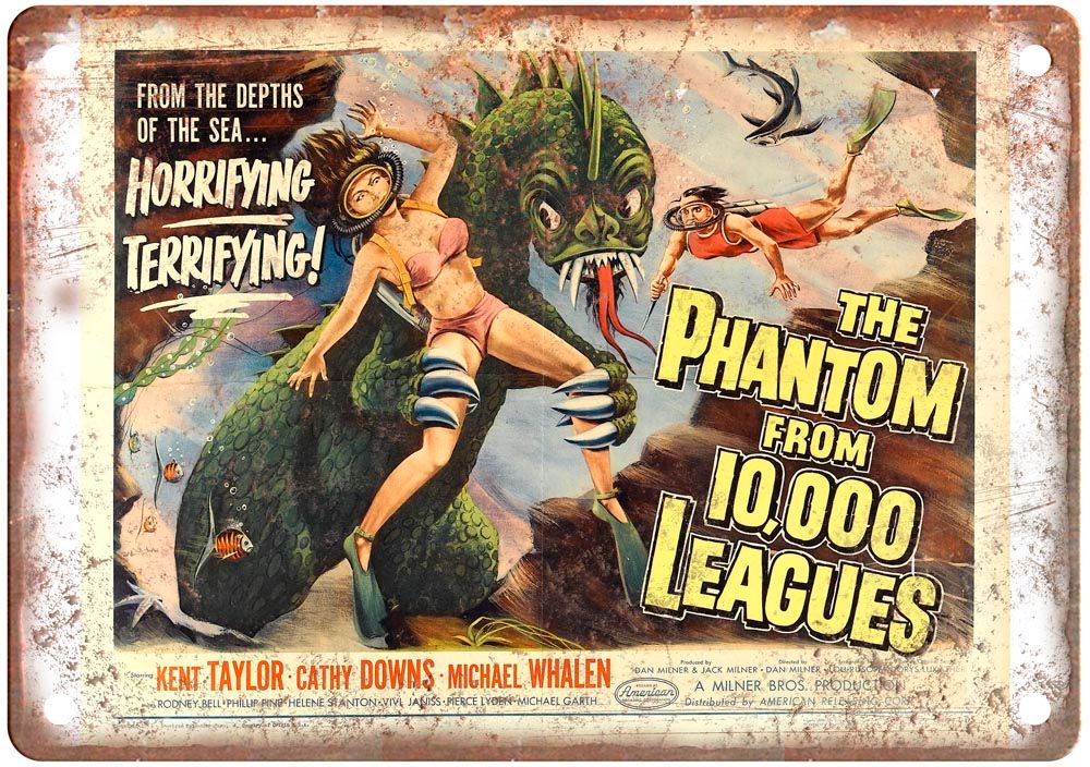 Phantom From 10000 Leagues Vintage Movie Poster Old Retro Look Metal Sign