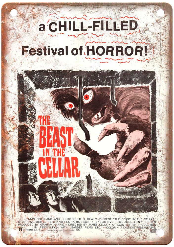 Beast In Cellar Vintage Movie Poster Old Retro Look Metal Sign