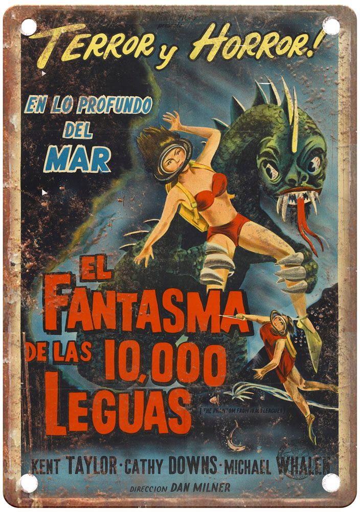 Phantom From 10000 Leagues Vintage Movie Poster Old Retro Look Metal Sign