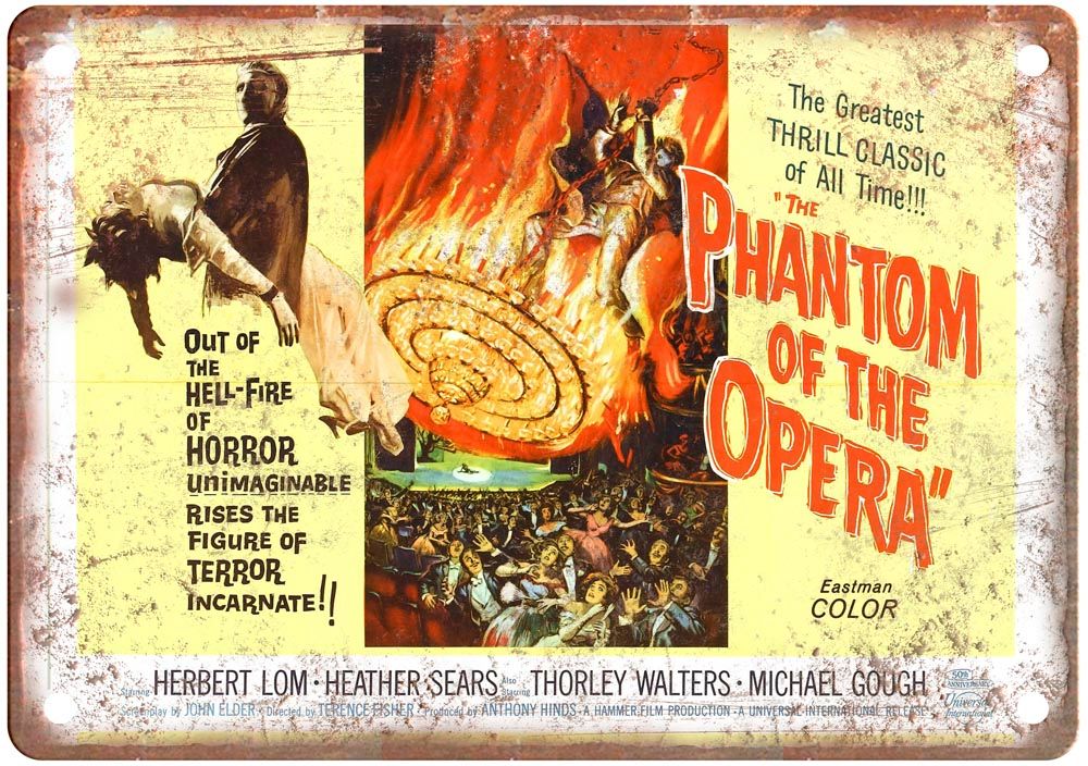 Phantom Of Opera 1962 Vintage Movie Poster Old Retro Look Metal Sign