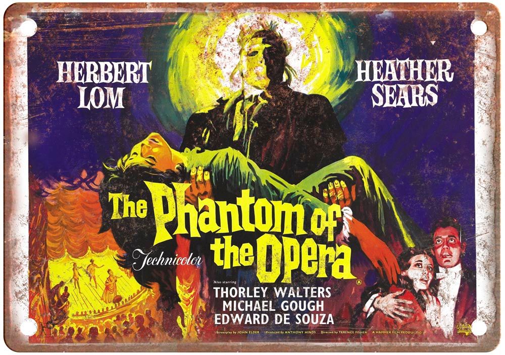 Phantom Of Opera 1962 Vintage Movie Poster Old Retro Look Metal Sign