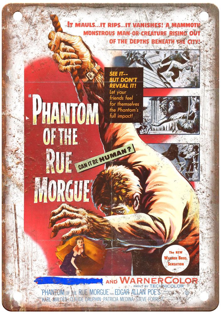 Phantom Of Rue Morgue Vintage Movie Poster Old Retro Look Metal Sign