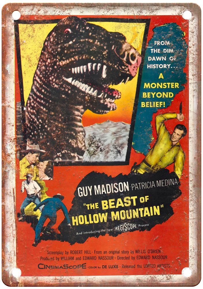 Beast Of Hollow Mountain Vintage Movie Poster Old Retro Look Metal Sign