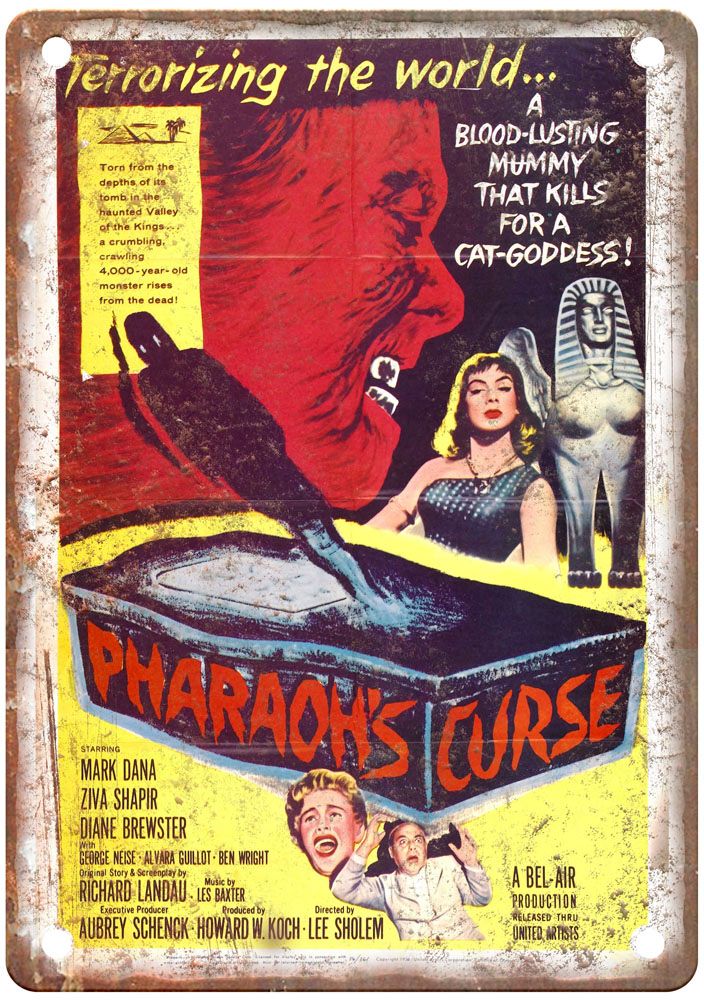 Pharaohs Curse Vintage Movie Poster Old Retro Look Metal Sign