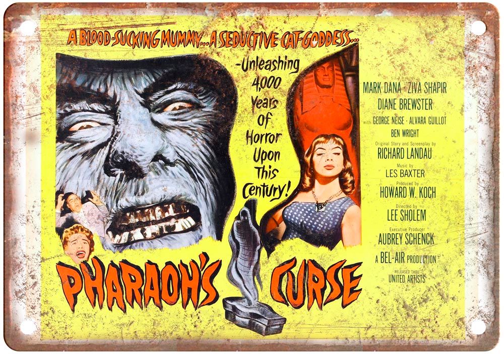 Pharaohs Curse Vintage Movie Poster Old Retro Look Metal Sign