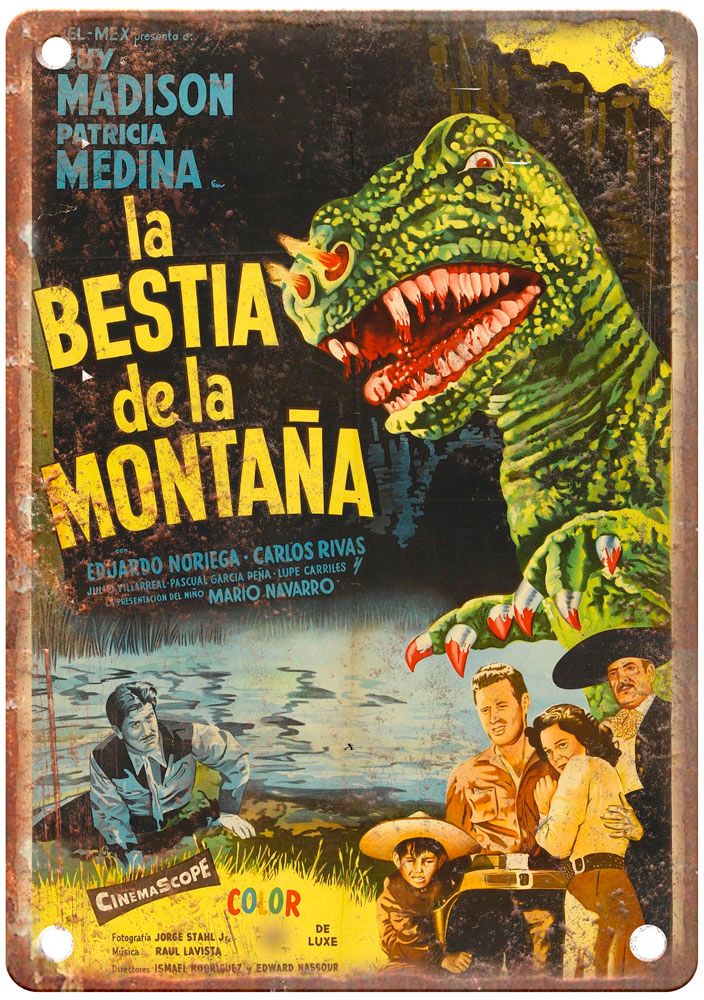 Beast Of Hollow Mountain Vintage Movie Poster Old Retro Look Metal Sign