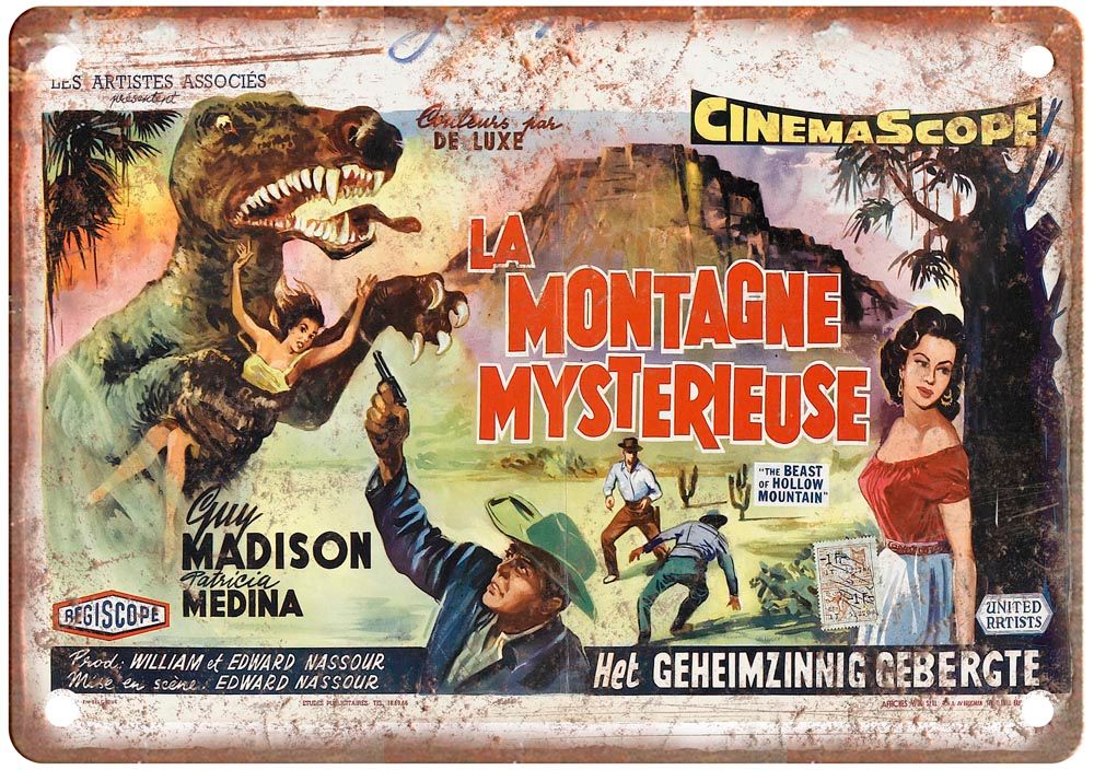 Beast Of Hollow Mountain Vintage Movie Poster Old Retro Look Metal Sign