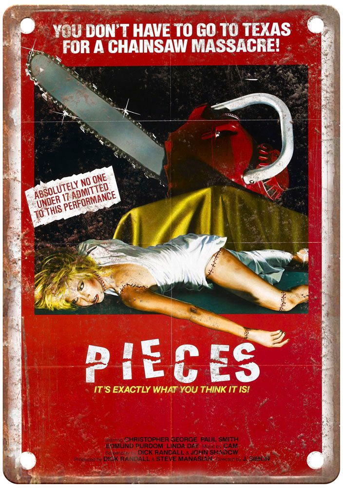 Pieces 1982 Vintage Movie Poster Old Retro Look Metal Sign