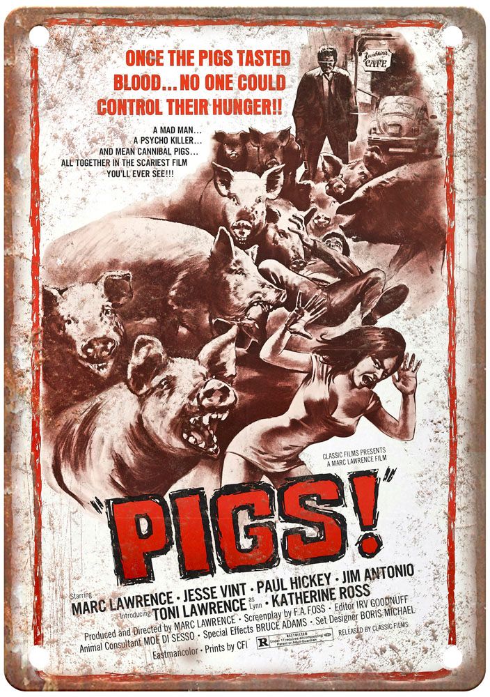 Pigs Vintage Movie Poster Old Retro Look Metal Sign