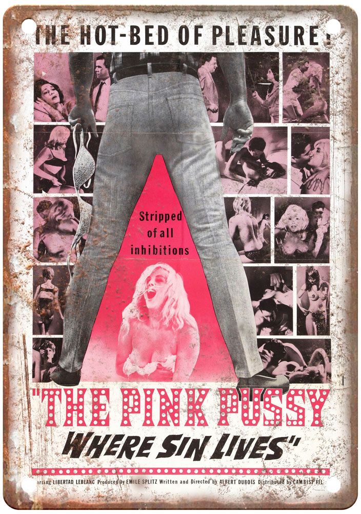 Pink Pussy Vintage Movie Poster Old Retro Look Metal Sign