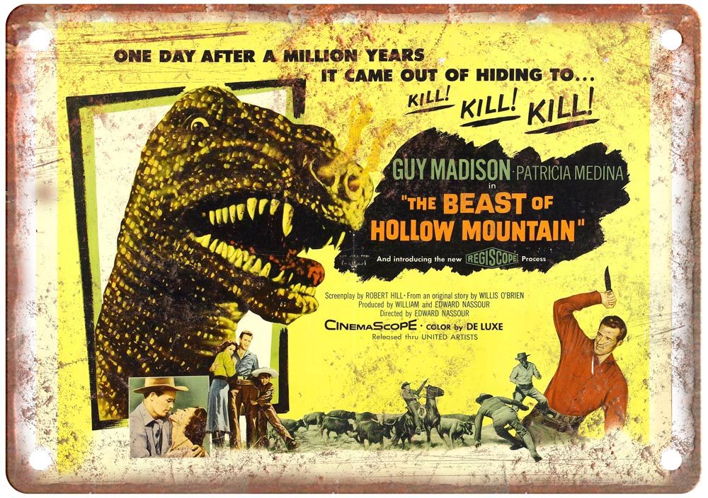 Beast Of Hollow Mountain Vintage Movie Poster Old Retro Look Metal Sign