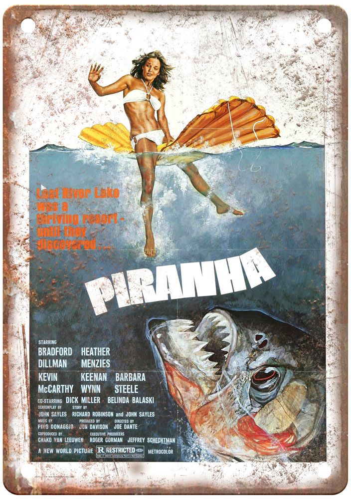 Piranha Vintage Movie Poster Old Retro Look Metal Sign