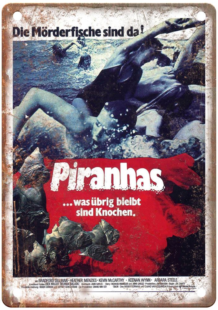 Piranha Vintage Movie Poster Old Retro Look Metal Sign