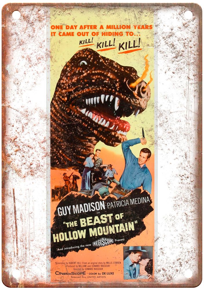 Beast Of Hollow Mountain Vintage Movie Poster Old Retro Look Metal Sign