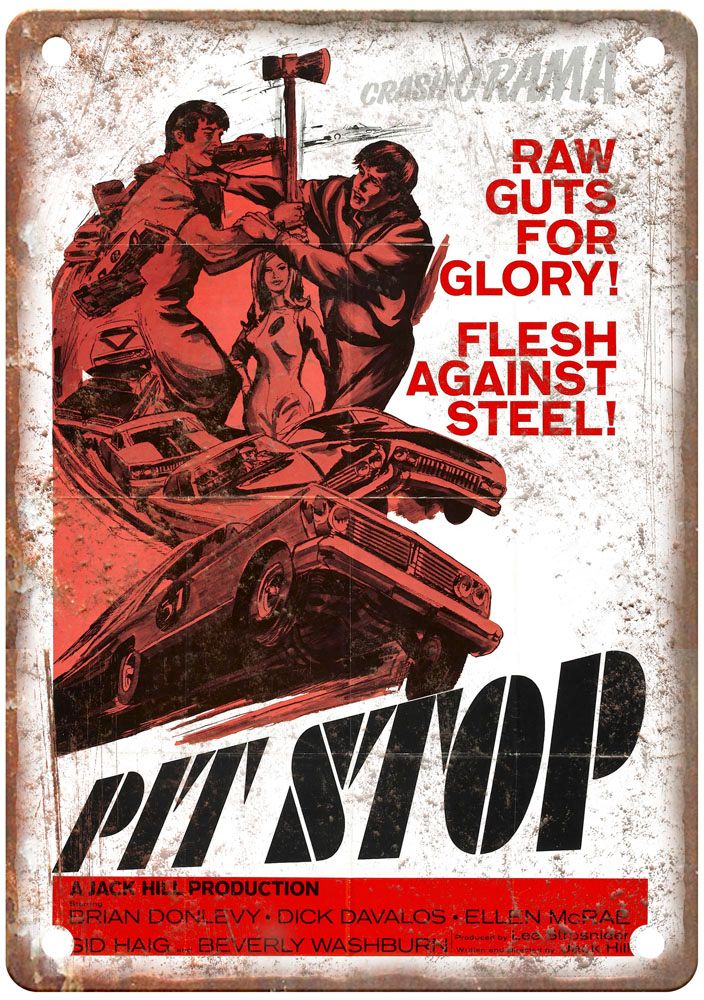 Pit Stop Vintage Movie Poster Old Retro Look Metal Sign