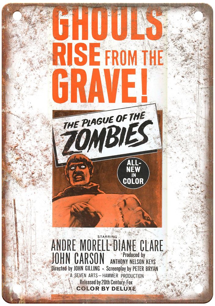 Plague Of Zombies Vintage Movie Poster Old Retro Look Metal Sign