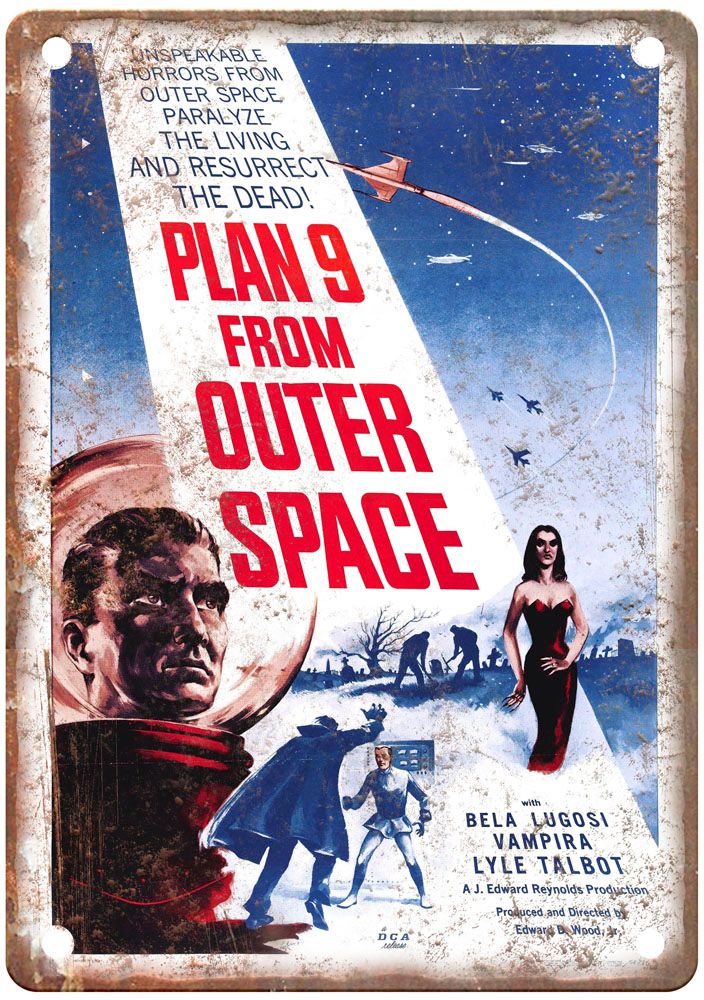 Plan 9 From Outer Space Vintage Movie Poster Old Retro Look Metal Sign