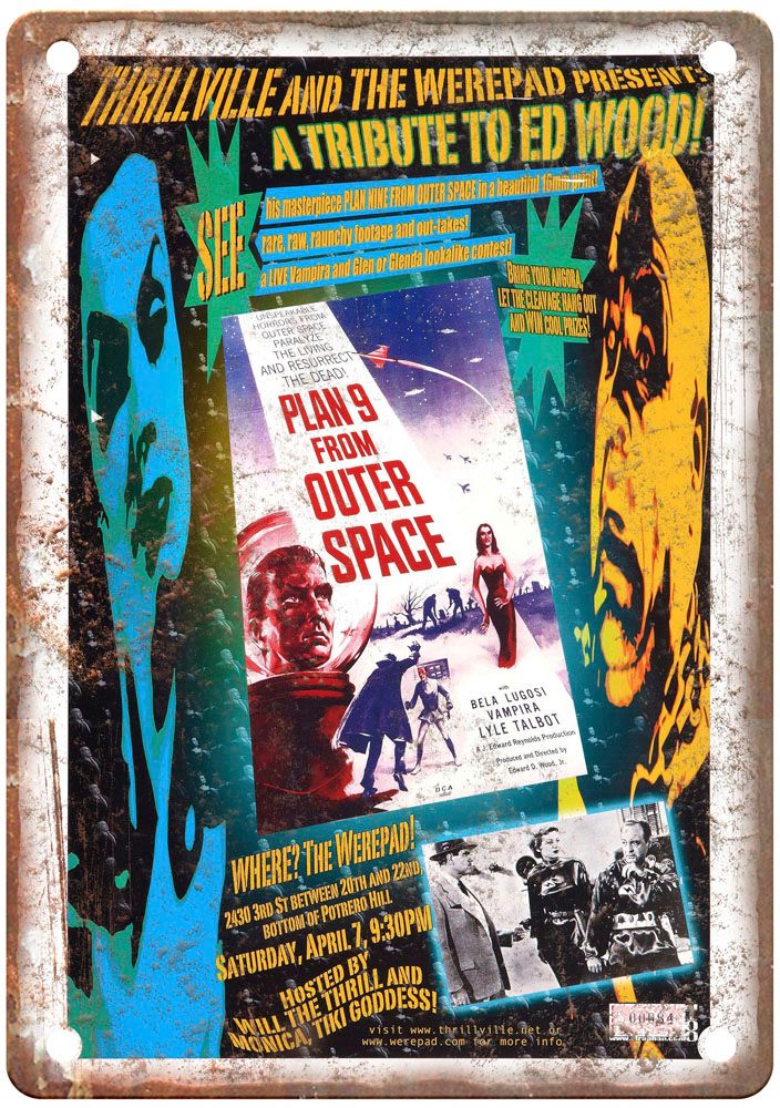 Plan 9 From Outer Space Vintage Movie Poster Old Retro Look Metal Sign