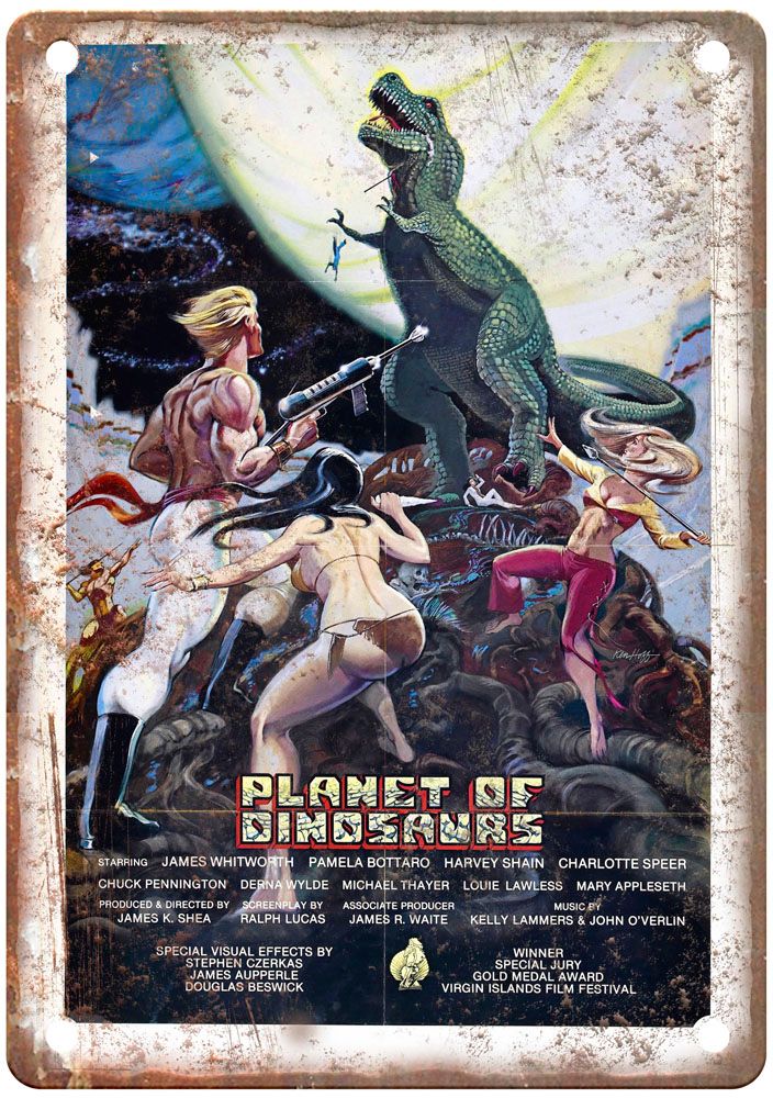 Planet Of Dinosaurs Vintage Movie Poster Old Retro Look Metal Sign