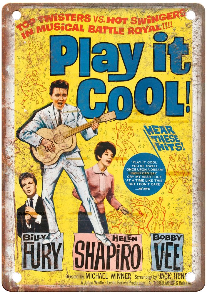 Play It Cool Vintage Movie Poster Old Retro Look Metal Sign