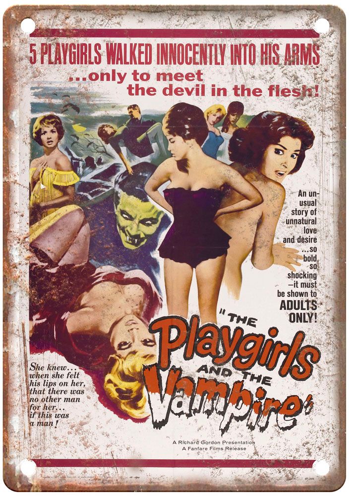 Playgirls And Vampire Vintage Movie Poster Old Retro Look Metal Sign