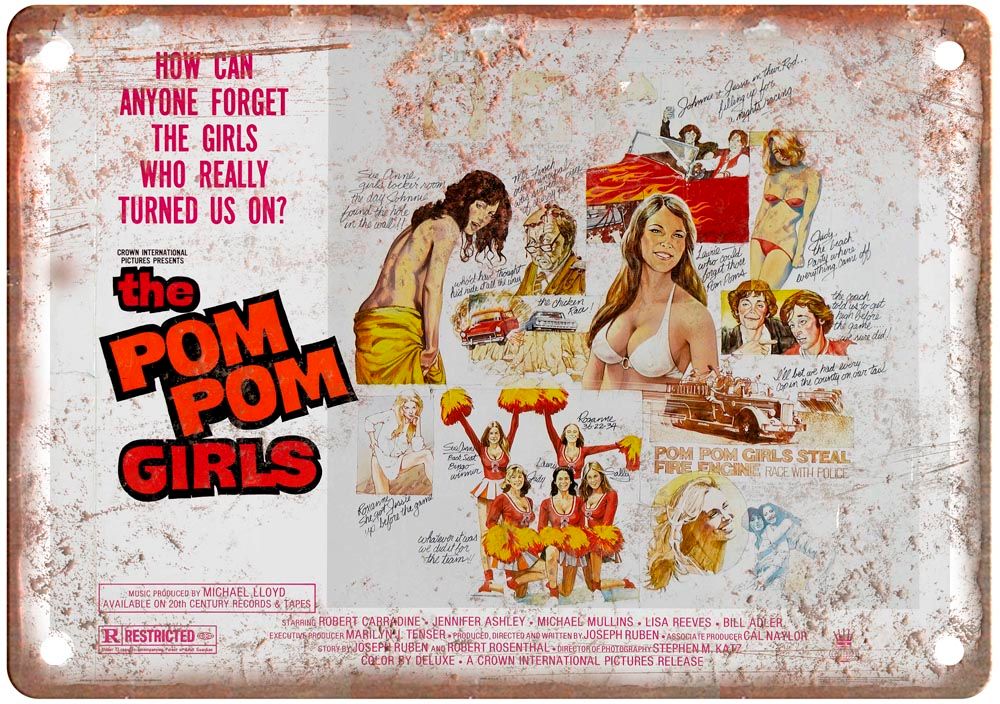 Pom Pom Girls Vintage Movie Poster Old Retro Look Metal Sign