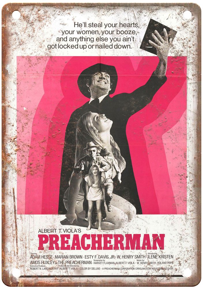 Preacherman Vintage Movie Poster Old Retro Look Metal Sign