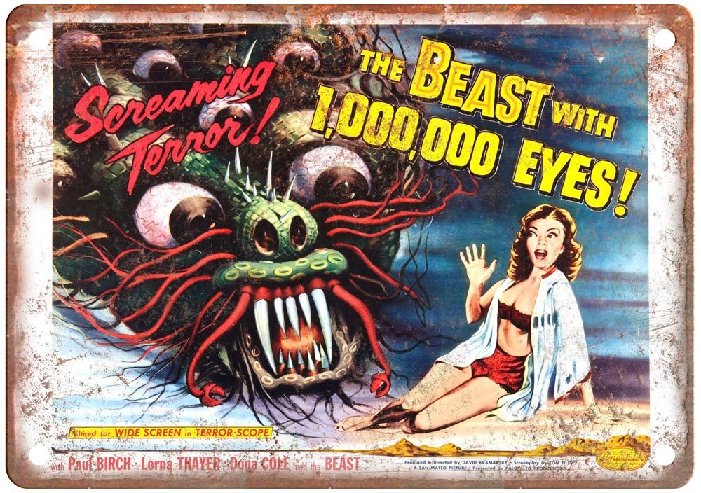 Beast With 1000000 Eyes Vintage Movie Poster Old Retro Look Metal Sign