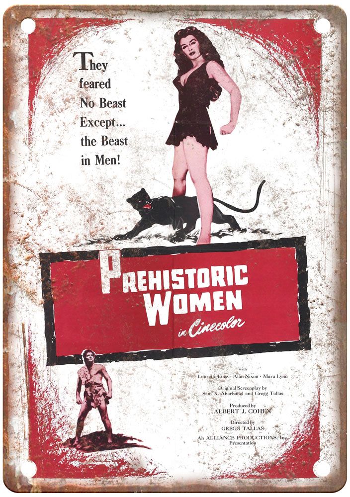 Prehistoric Women 1950 Vintage Movie Poster Old Retro Look Metal Sign