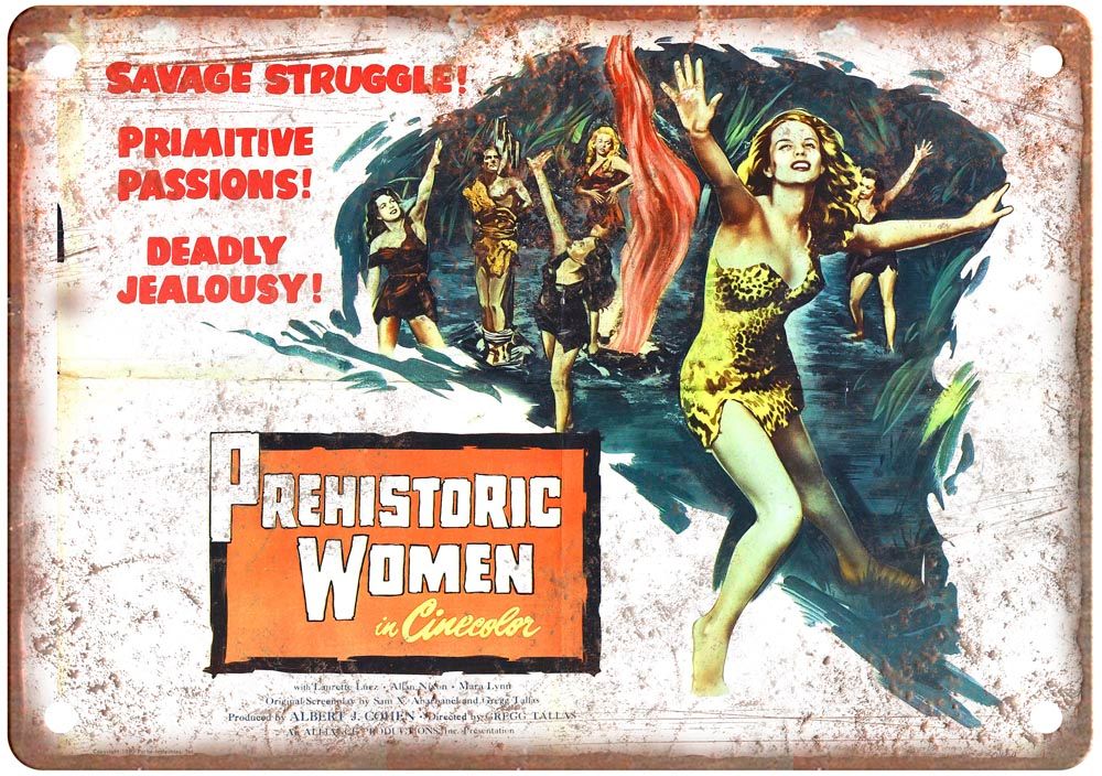 Prehistoric Women 1950 Vintage Movie Poster Old Retro Look Metal Sign