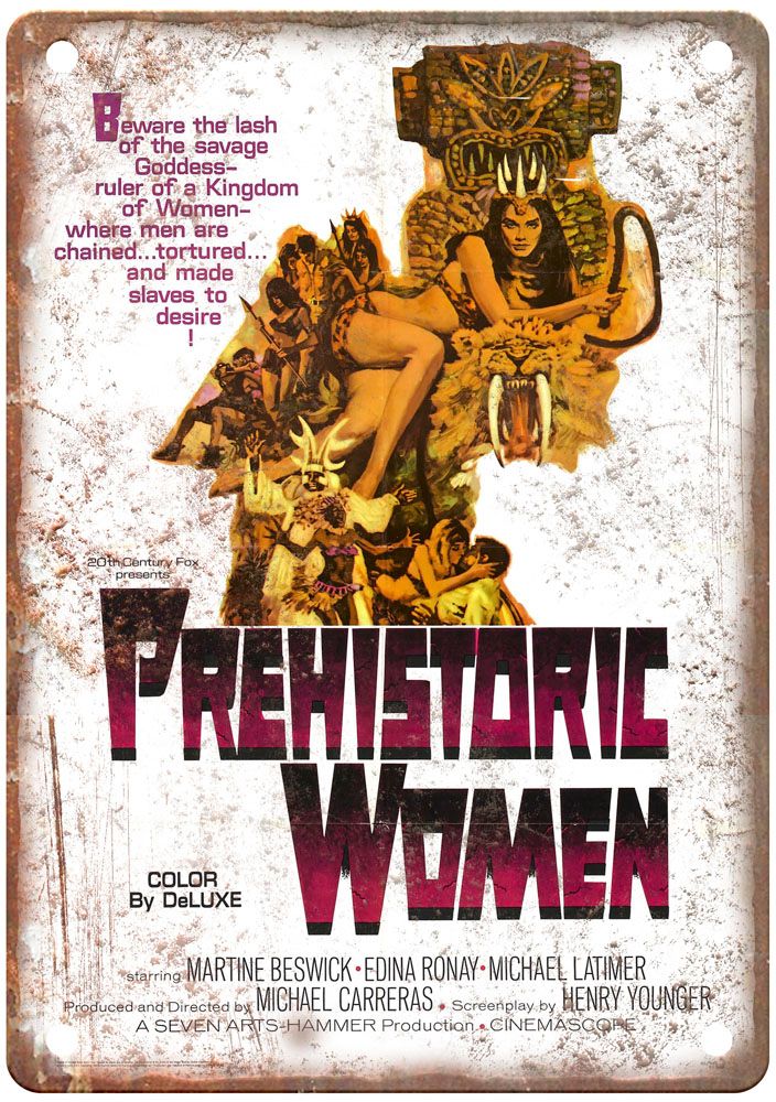 Prehistoric Women 1966 Vintage Movie Poster Old Retro Look Metal Sign