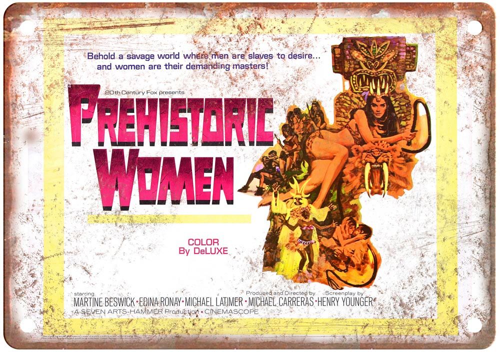 Prehistoric Women 1966 Vintage Movie Poster Old Retro Look Metal Sign