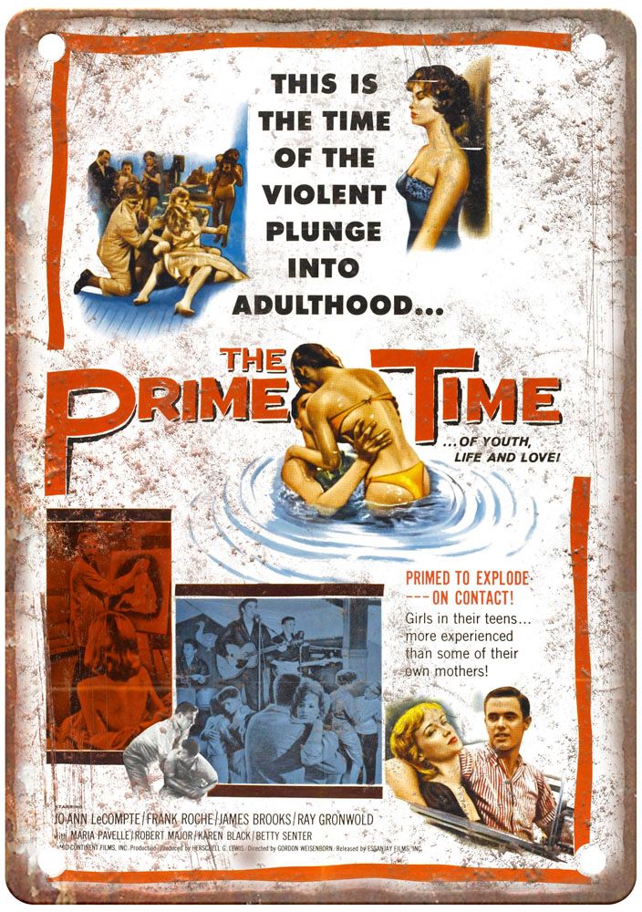 Prime Time Vintage Movie Poster Old Retro Look Metal Sign