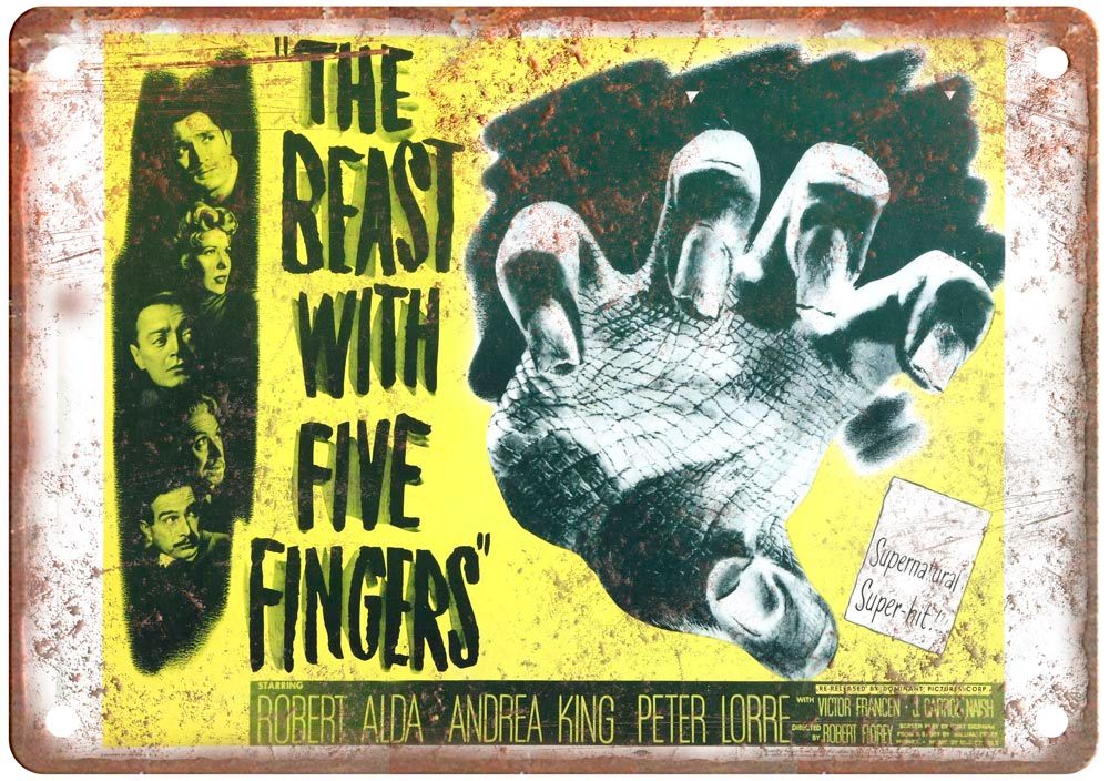 Beast With Five Fingers Vintage Movie Poster Old Retro Look Metal Sign