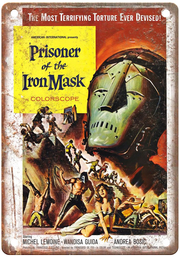 Prisoner Of Iron Mask Vintage Movie Poster Old Retro Look Metal Sign