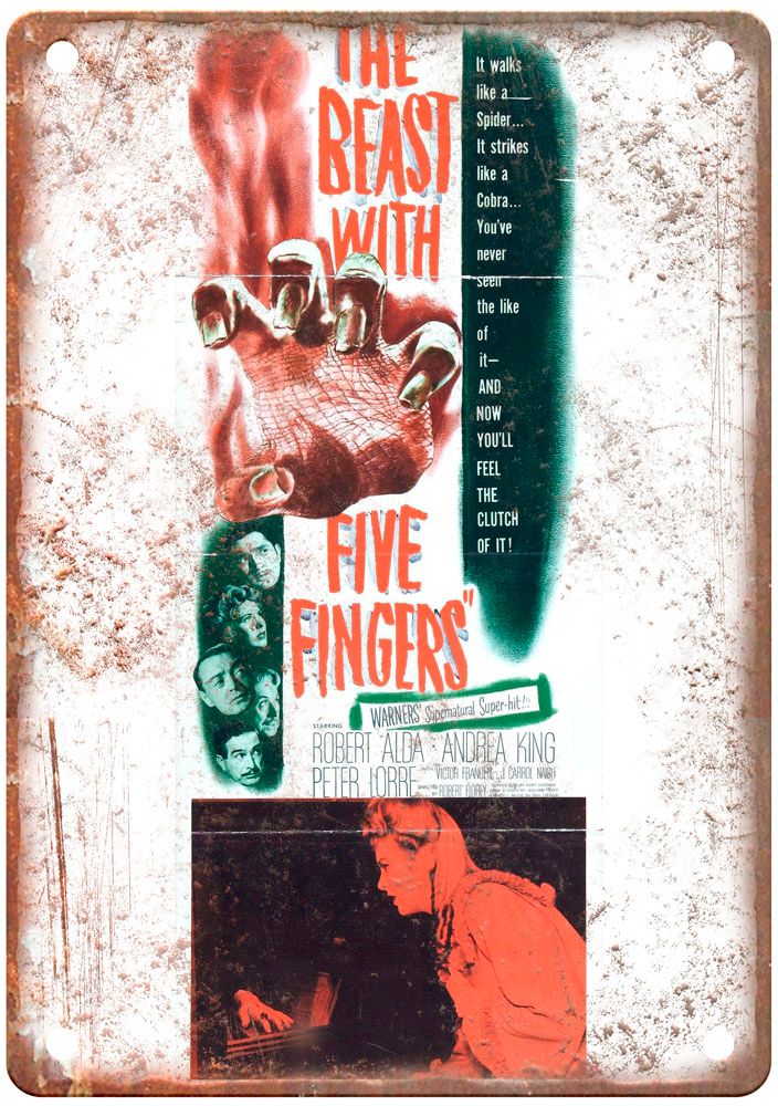 Beast With Five Fingers Vintage Movie Poster Old Retro Look Metal Sign