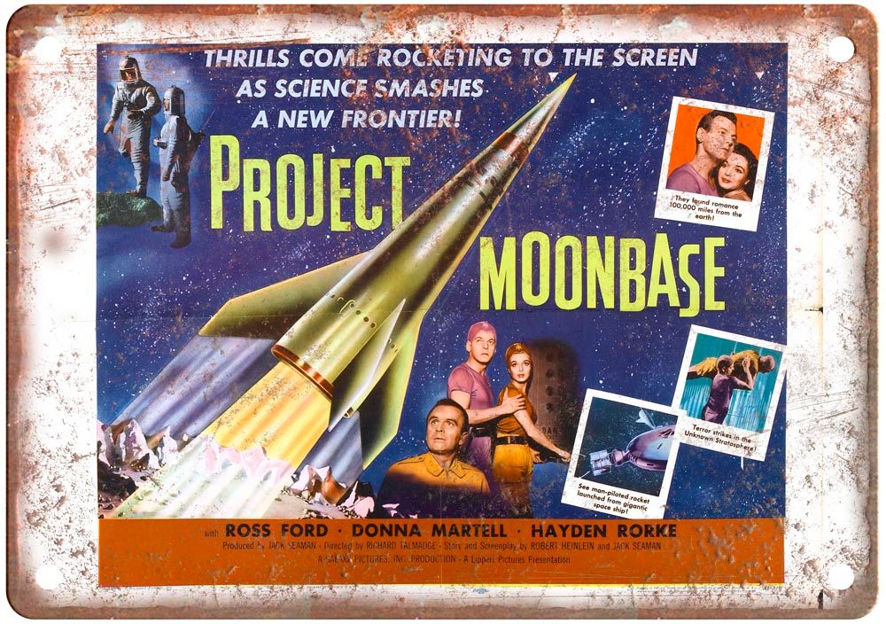 Project Moon Base Vintage Movie Poster Old Retro Look Metal Sign