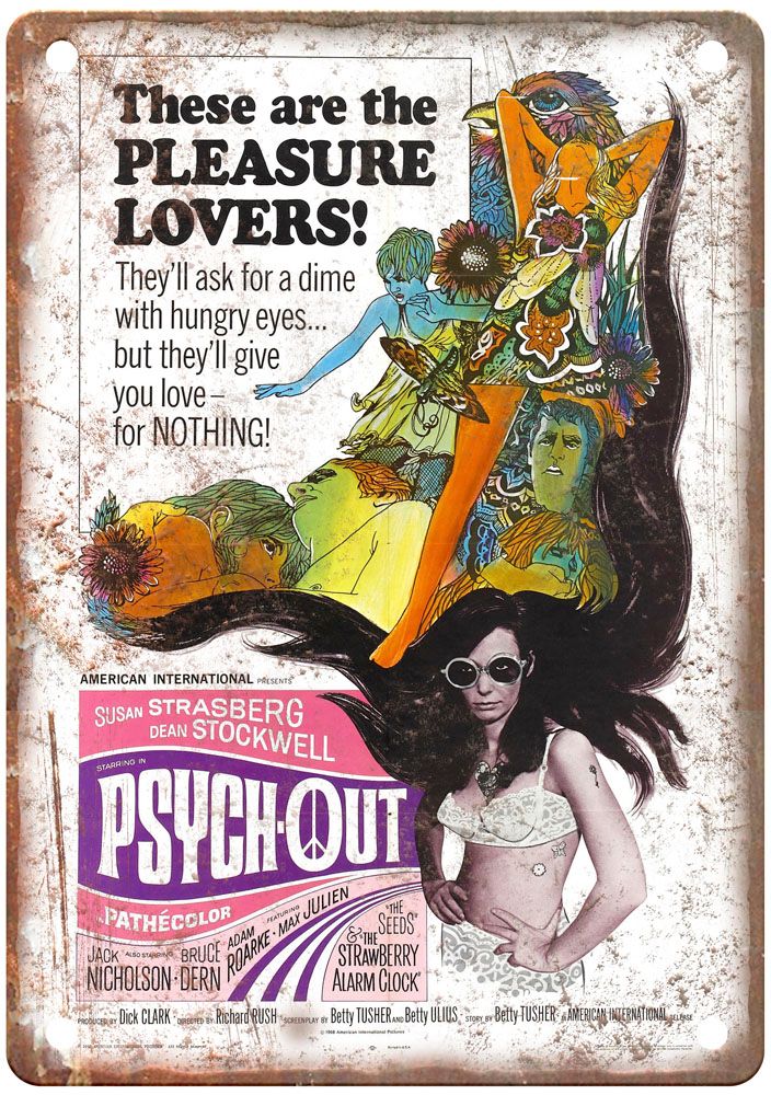 Psych Out Vintage Movie Poster Old Retro Look Metal Sign