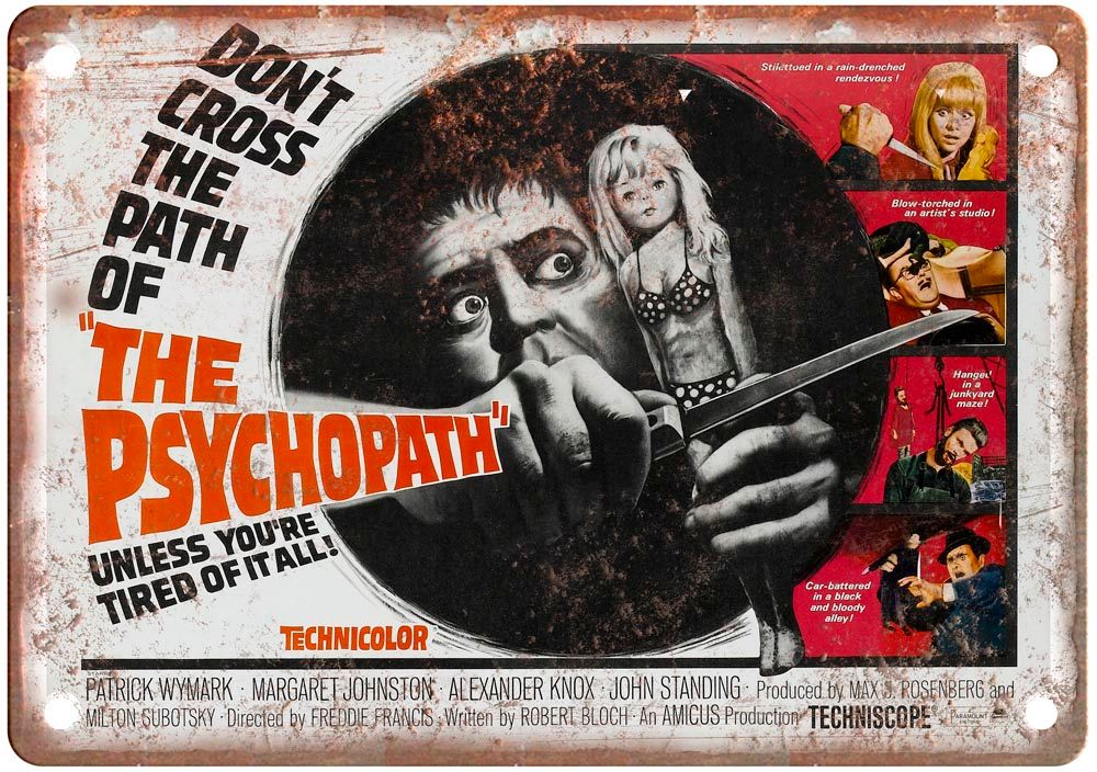 Psychopath 1966 Vintage Movie Poster Old Retro Look Metal Sign