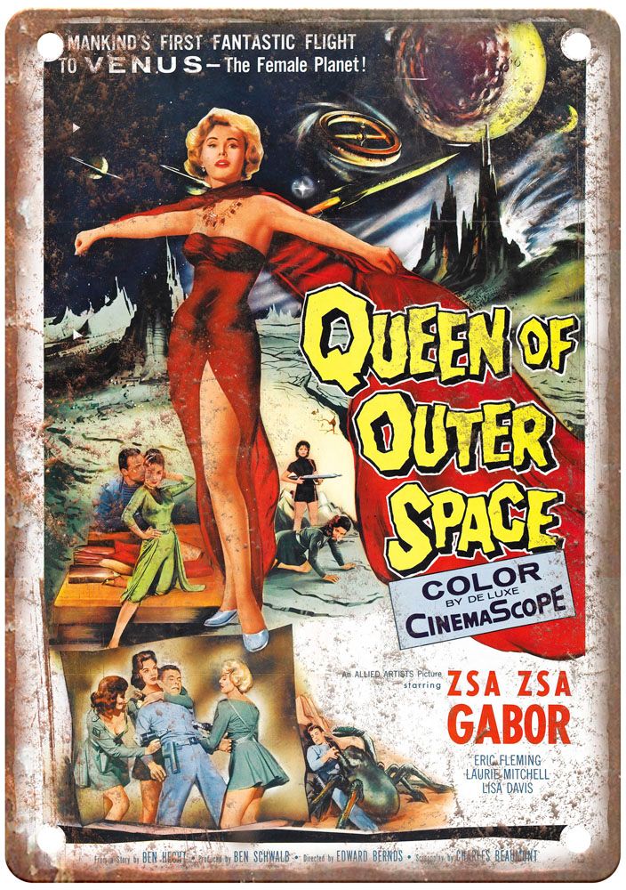 Queen Of Outer Space Vintage Movie Poster Old Retro Look Metal Sign