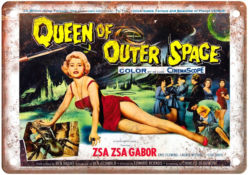 Queen Of Outer Space Vintage Movie Poster Old Retro Look Metal Sign