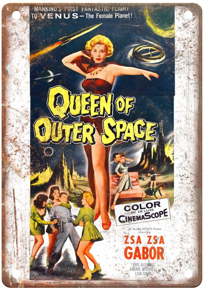 Queen Of Outer Space Vintage Movie Poster Old Retro Look Metal Sign