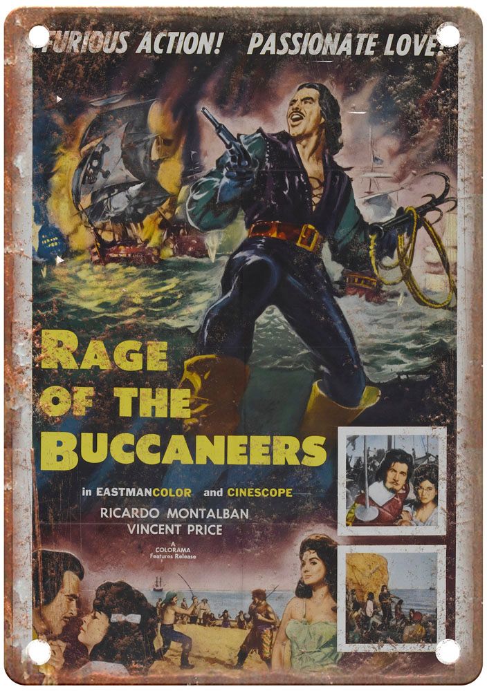 Rage Of Buccaneers Vintage Movie Poster Old Retro Look Metal Sign