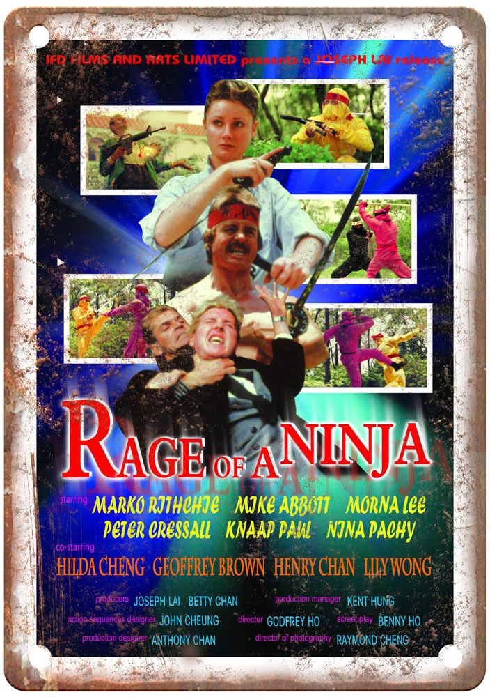 Rage Of Ninja Vintage Movie Poster Old Retro Look Metal Sign