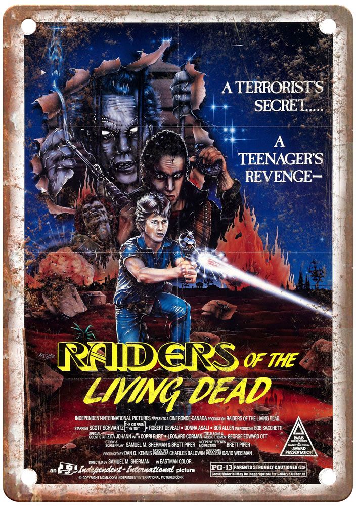 Raiders Of Living Dead Vintage Movie Poster Old Retro Look Metal Sign