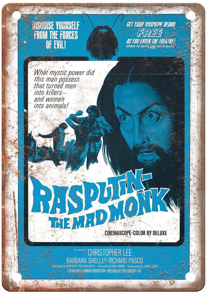 Rasputin Mad Monk Vintage Movie Poster Old Retro Look Metal Sign