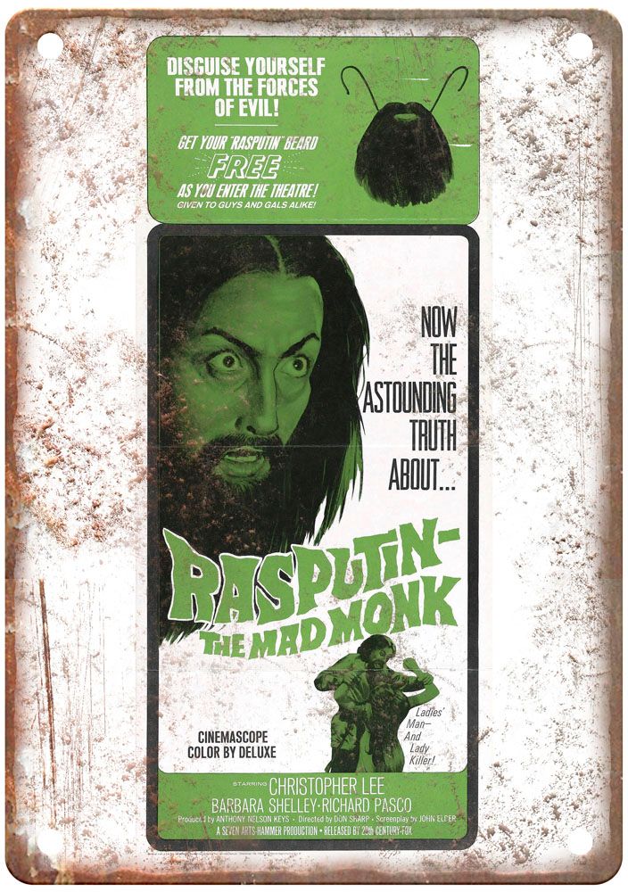 Rasputin Mad Monk Vintage Movie Poster Old Retro Look Metal Sign