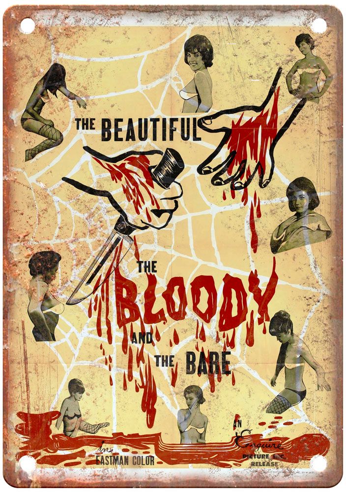 Beautiful Bloody Bare Vintage Movie Poster Old Retro Look Metal Sign