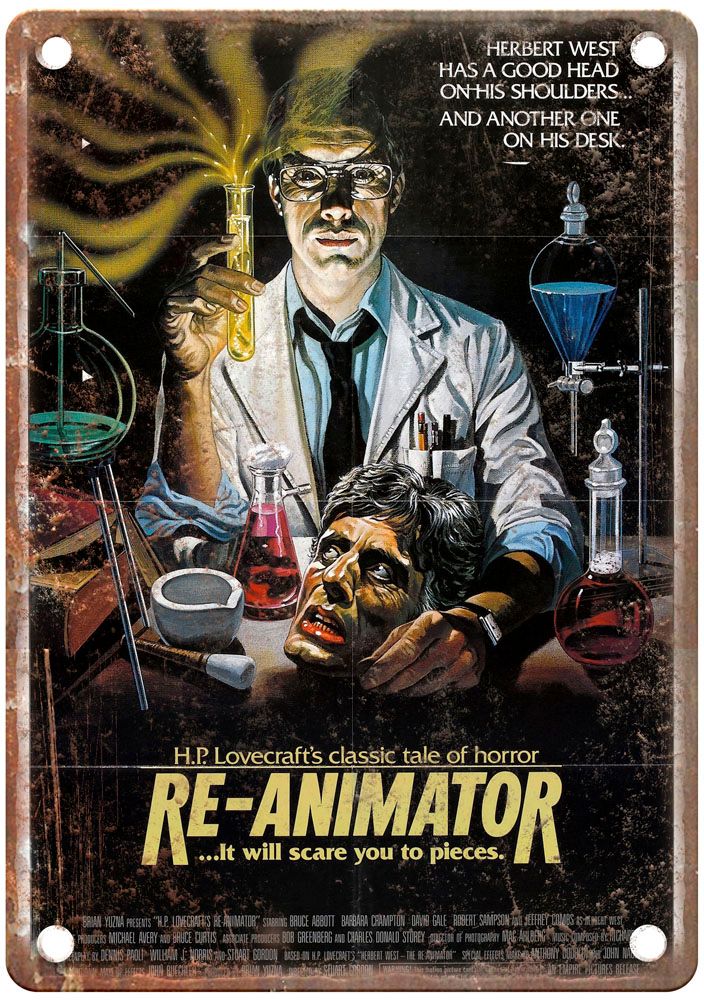 Re Animator Vintage Movie Poster Old Retro Look Metal Sign