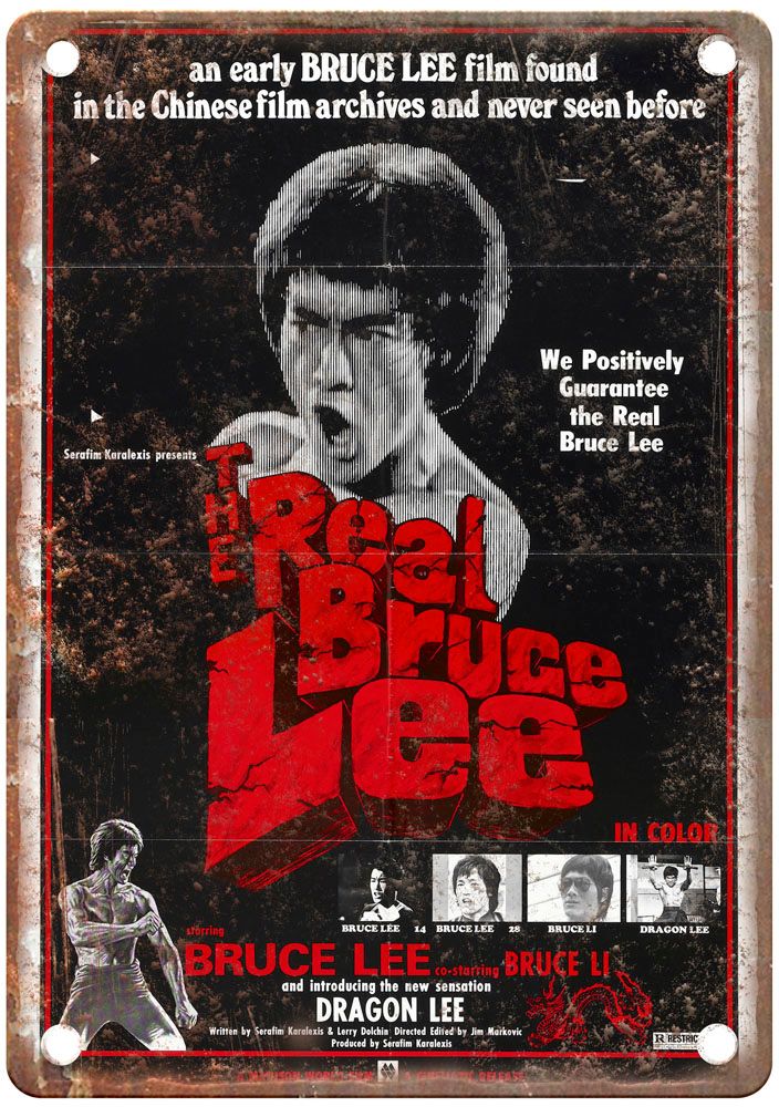 Real Bruce Lee Vintage Movie Poster Old Retro Look Metal Sign